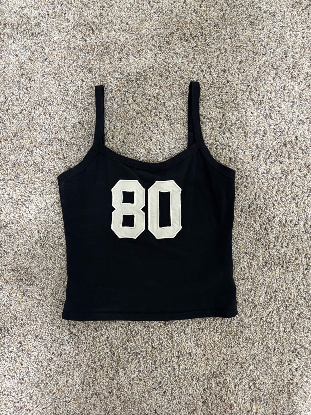Edikted Black Tank Top with Cream '80' Graphic